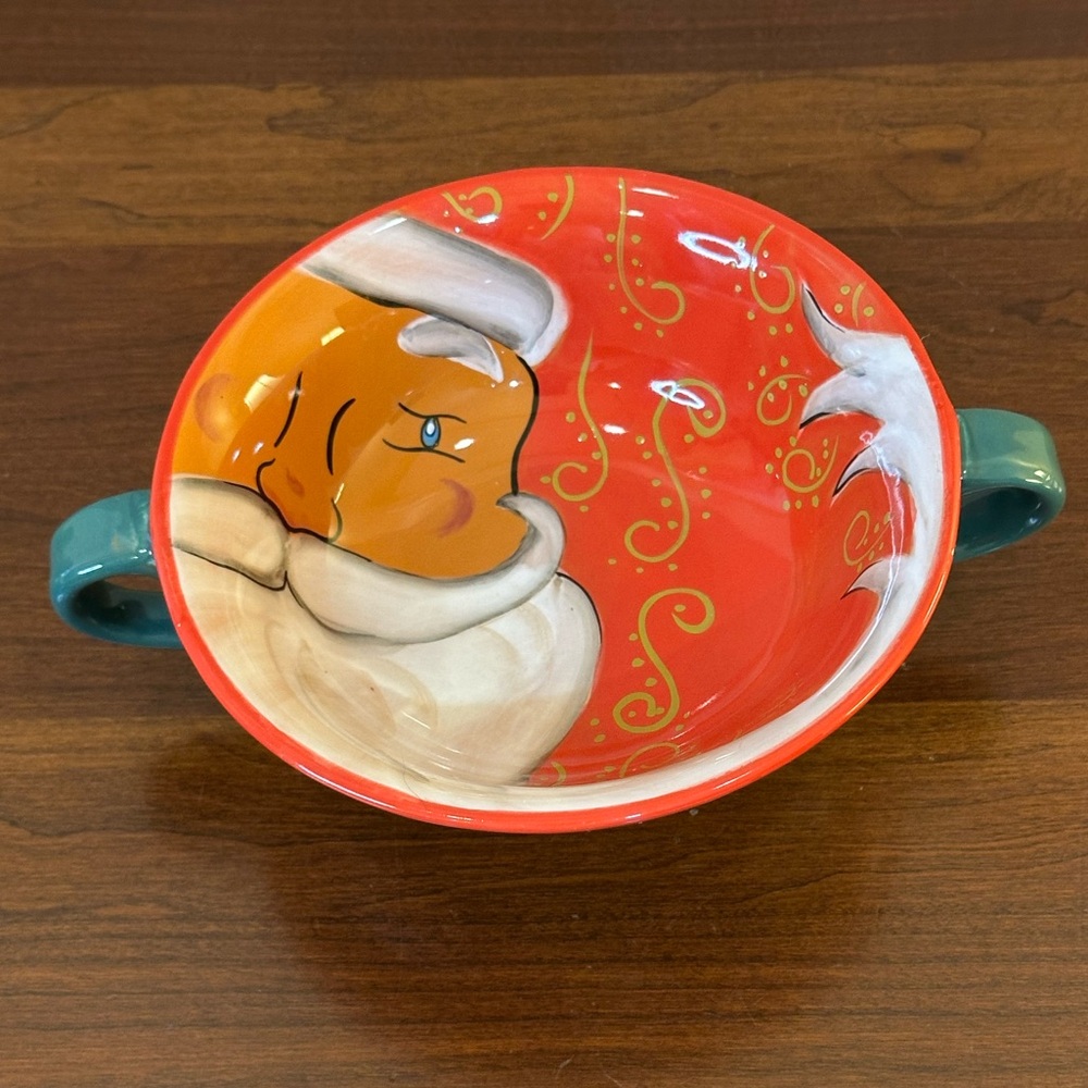 🎄VTG 2000s Christmas St. Nicholas Cream Soup Bowl by Artimino Hand Painted Santa